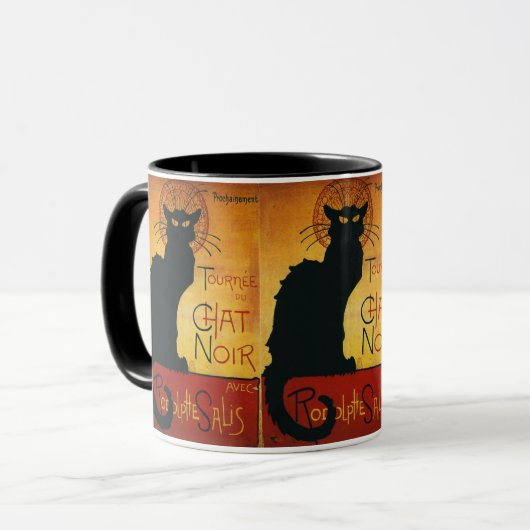 Mug Conversation Noir - Chat Noir Vintage Publicité fr (Devant gauche)