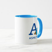 Mug Cookie Monster Manger Cookies Nom et monogramme A (Devant droit)