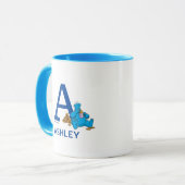 Mug Cookie Monster Manger Cookies Nom et monogramme A (Devant gauche)