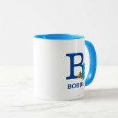 Mug Cookie Monster Manger Cookies Nom et monogramme B (Devant droit)