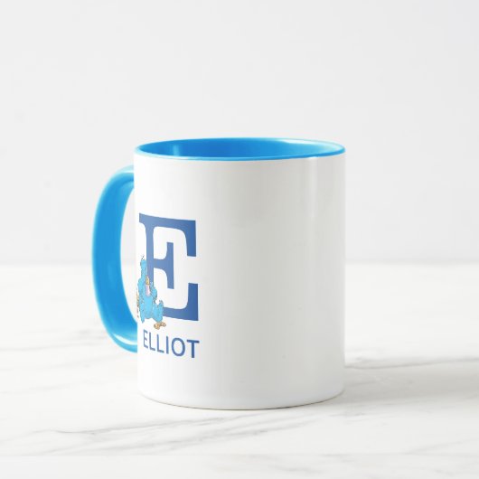 Mug Cookie Monster Manger Cookies Nom et monogramme E (Devant gauche)