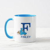 Mug Cookie Monster Manger Cookies Nom et monogramme F (Gauche)