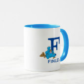Mug Cookie Monster Manger Cookies Nom et monogramme F (Devant droit)