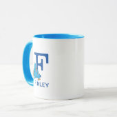 Mug Cookie Monster Manger Cookies Nom et monogramme F (Devant gauche)