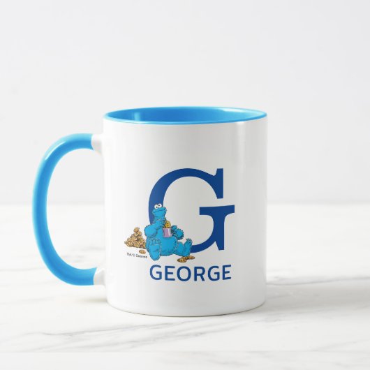 Mug Cookie Monster Manger Cookies Nom et monogramme G (Gauche)