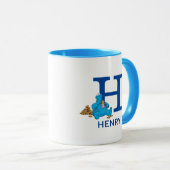 Mug Cookie Monster Manger Cookies Nom et monogramme H (Devant droit)