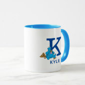 Mug Cookie Monster Manger Cookies Nom et monogramme K (Devant droit)
