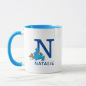 Mug Cookie Monster Manger Cookies Nom et monogramme N (Gauche)