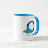 Mug Cookie Monster Manger Cookies Nom et monogramme O (Devant droit)