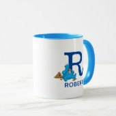 Mug Cookie Monster Manger Cookies Nom et monogramme R (Devant droit)