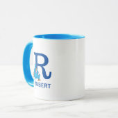 Mug Cookie Monster Manger Cookies Nom et monogramme R (Devant gauche)