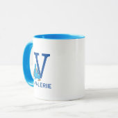 Mug Cookie Monster Manger Cookies Nom et monogramme V (Devant gauche)