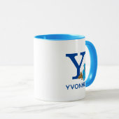 Mug Cookie Monster Manger Cookies Nom et monogramme Y (Devant droit)