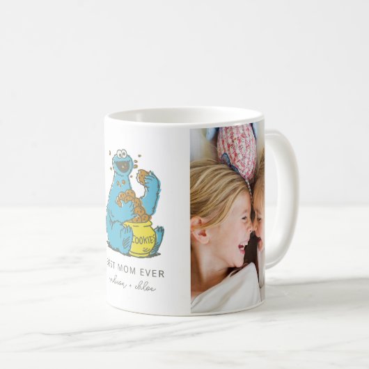 Mug Cookie Monster Vintage | Meilleure maman - Photo (Devant droit)