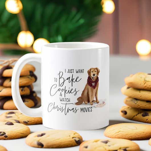Mug Cookies et films de Noël Naughty Chien Aquarelle