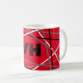 Mug Cool Abstrait Rouge rayé Nom de la guitare Initial (Devant droit)