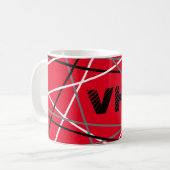 Mug Cool Abstrait Rouge rayé Nom de la guitare Initial (Devant gauche)
