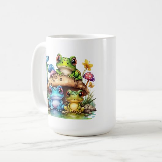 Mug cool aquarelle grenouille ajouter monogramme (Devant gauche)