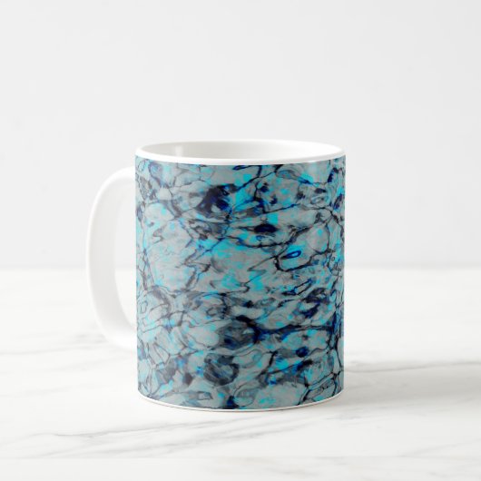 Mug Cool, art numérique moderne d'aquarelle bleue (Devant gauche)