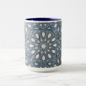 Mug Cool Azure & White Ceramic Tile Geometric Pattern (Centre)