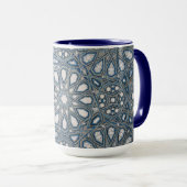 Mug Cool Azure & White Ceramic Tile Geometric Pattern (Devant droit)