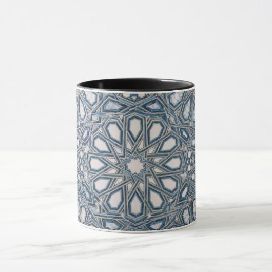 Mug Cool Azure & White Ceramic Tile Geometric Pattern  (Centre)
