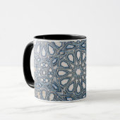 Mug Cool Azure & White Ceramic Tile Geometric Pattern  (Devant gauche)