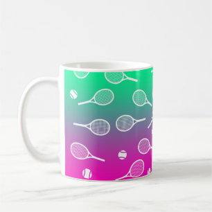 Mug Cool Blanc Retro Racquets de Tennis Motif Gradient