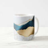 Mug Cool Blanc Turquoise Marbre Pierre Or (Devant droit)