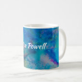 Mug cool bleu abstrait aquarelle moderne personnalisée (Devant droit)