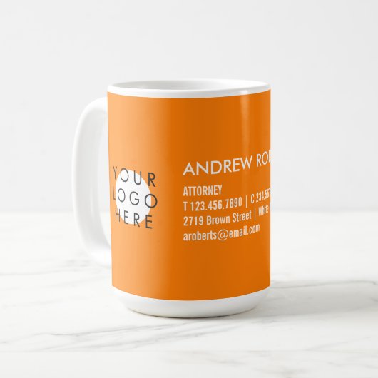Mug Cool Bright Orange Moderne Votre Logo Entreprise (Devant gauche)