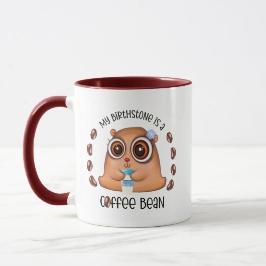 Mug cool café haricot ajouter monogramme Birthstone (Gauche)