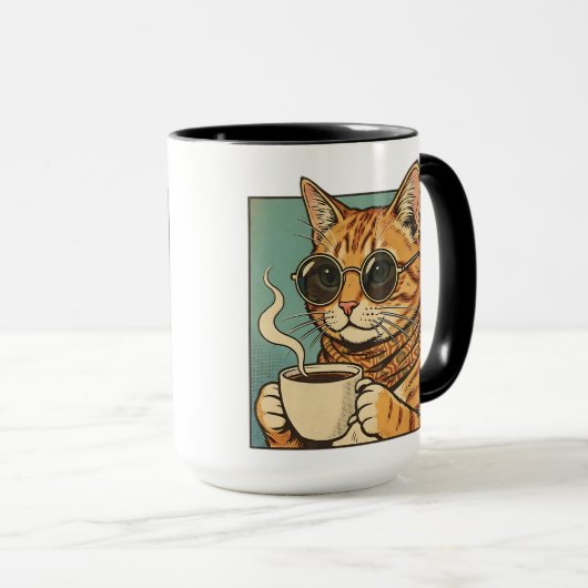 Mug Cool Cat Coffee Retro Style Design for Cat Lovers (Devant droit)