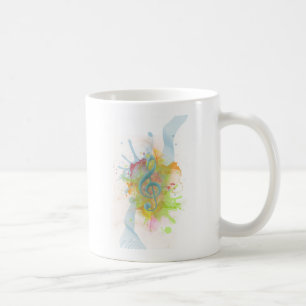 Mug Cool coloré aquarelle éclaboussures notes de mus