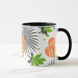 Mug Cool contraste Orange et motif vert sur noir