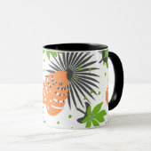 Mug Cool contraste Orange et motif vert sur noir (Devant droit)