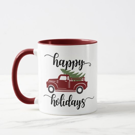 Mug Cool Custom Christmas Tree On Red Truck Coffee (Gauche)