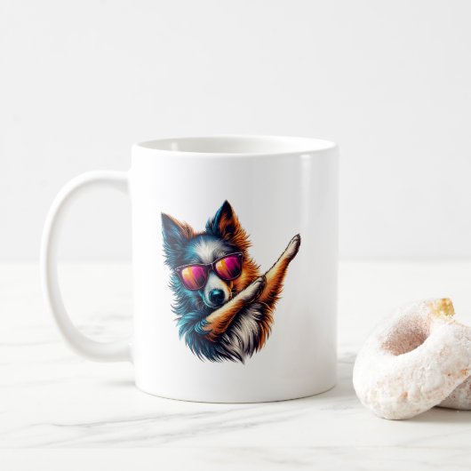 Mug Cool Dabbing Dog Art (Avec donut)