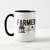 Mug Cool Farmer Papa mot art ajouter monogramme (Gauche)