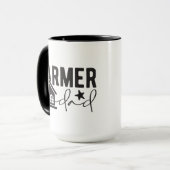 Mug Cool Farmer Papa mot art ajouter monogramme (Devant gauche)