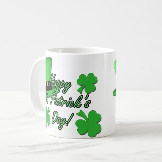 Mug Cool fun Chapeau vert haut Shamrocks St Patricks D (Devant gauche)
