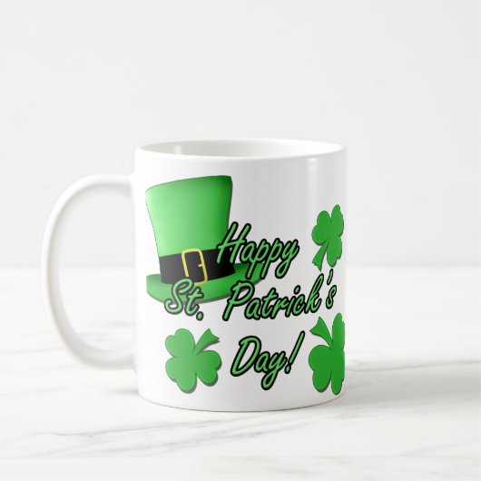 Mug Cool fun Chapeau vert haut Shamrocks St Patricks D (Gauche)