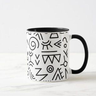 Mug Cool indien africain motif tribal noir et blanc