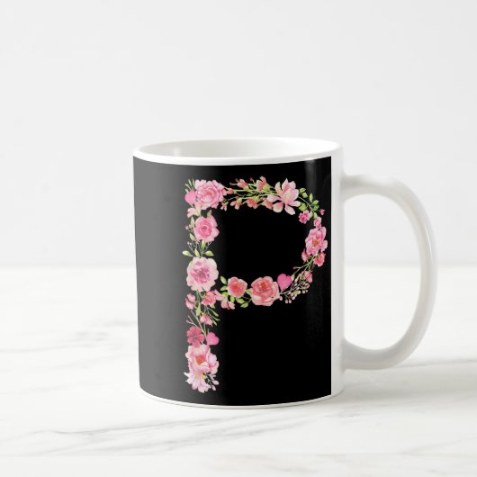 Mug Cool Initial Alphabet Monogram Flowers Floral Lett (Droite)