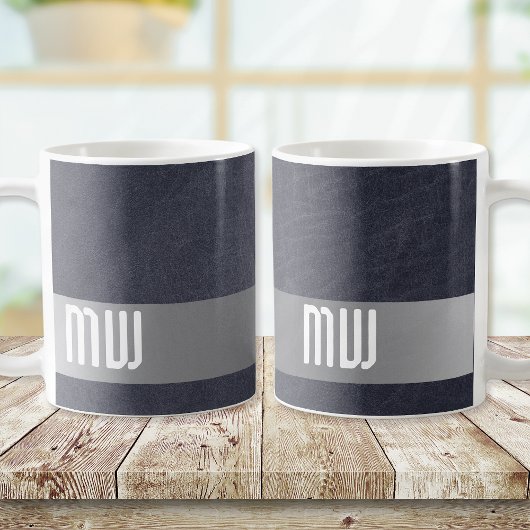 Mug Cool Leather Metal Stripe Bold Monogram