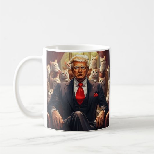 Mug Cool MAGA Cat TRUMP entouré de KITTENS drôle (Gauche)