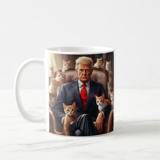 Mug Cool MAGA Cat TRUMP entouré de KITTENS drôle (Gauche)
