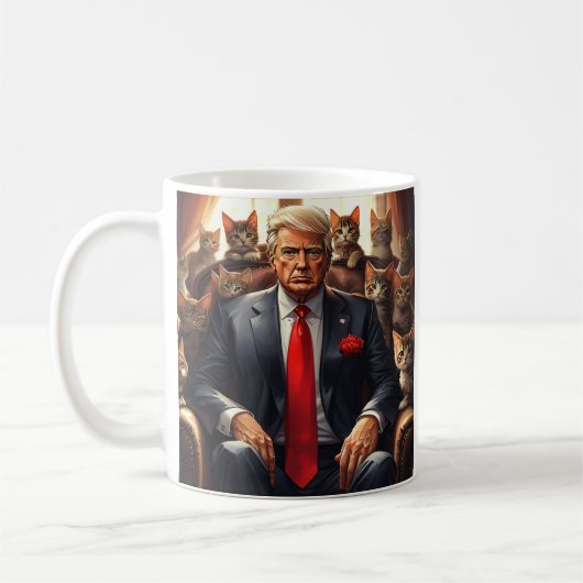 Mug Cool MAGA Cat TRUMP entouré de KITTENS drôle (Gauche)