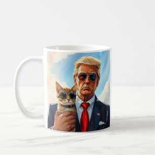 Mug Cool MAGA Cat TRUMP Tenir un chat de jolies lunett