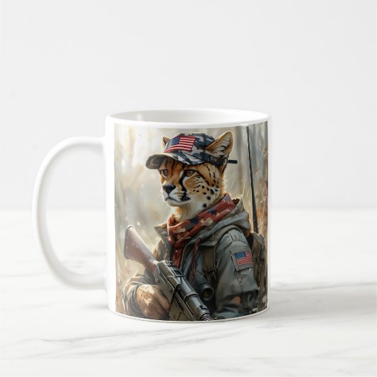Mug Cool MAGA Chat avec pistolet et Camouflage CHEETAH (Gauche)